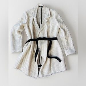 Theory Clairene R. Carson Tweed Wrap Jacket in Cream
